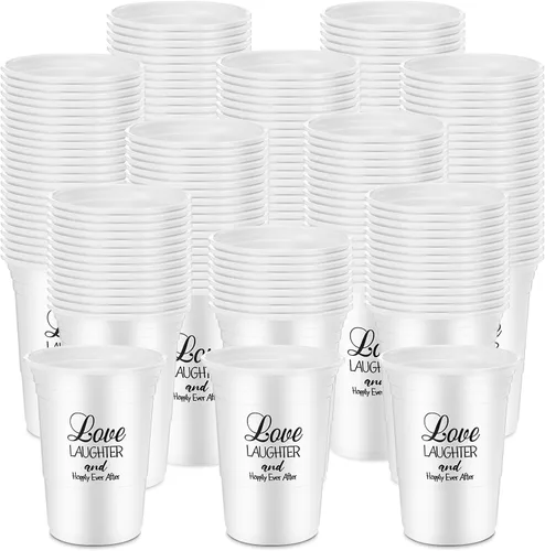 Miniatura 7 de Nuenen 100 vasos de plástico desechables de 16 onzas a granel, taza de recepción de boda transparente para despedida de soltera, aniversario