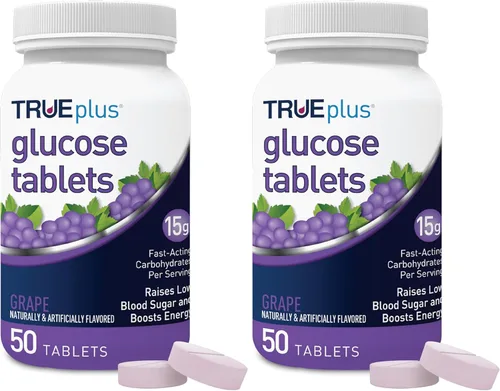 Miniatura 24 de TRUEplus® Tabletas de glucosa, sabor surtido (uva, frambuesa, naranja), botella de 50 unidades (1)