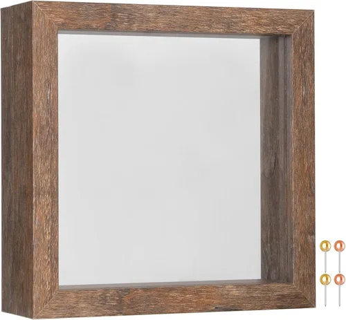 Miniatura 22 de Califortree 8x8 Caja Expositora con Marco de Sombra y Parte Trasera de Lino Suave - Incluye Alfileres, Caja Expositora para Recuerdos, Flores, Negro