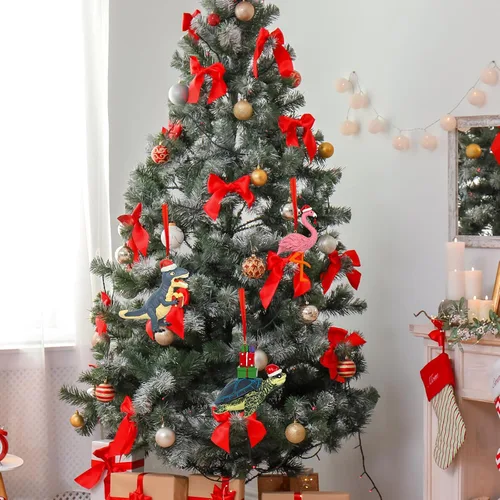 Miniatura 7 de Adorno de Navidad de flamenco rosa 3D en sombrero de Papá Noel, adornos colgantes de flamenco de resina para decoración de árbol de Navidad