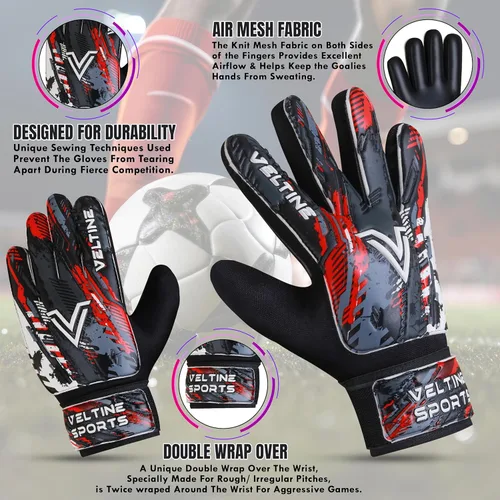 Miniatura 3 de Guantes de portero de fútbol para niños, jóvenes y adultos, guantes de portero de fútbol con protección doble en la muñeca y palmas de látex