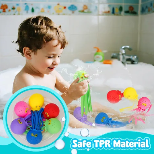 Miniatura 2 de 6 bolas de agua de pulpo, juguete sensorial para el alivio del estrés flotante, piscina, playa, tina, juguete reutilizable, bolas de agua