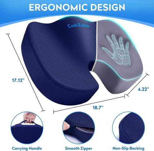 Miniatura 4 de CushZone Cojín de Asiento, Cojines para Silla de Oficina, Cojín de Asiento de Automóvil, Almohadilla Antideslizante para Alivio del Dolor de Ciática