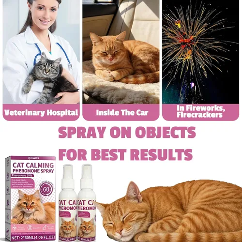 Miniatura 7 de Aerosol de feromonas calmante para gatos, aerosol de feromonas calmantes para gatos, solución antiansiedad para mascotas que reduce arañazos, orina