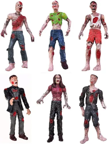 6 piezas de muñecas zombi figuras de acción Walking Dead Terror Cadáver articulado articulado modelo miniatura para decoración de fiesta de