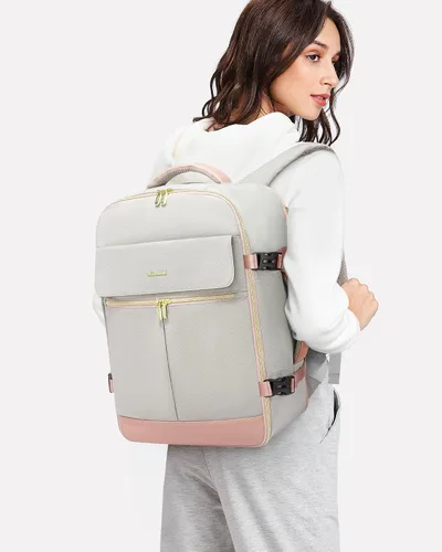 Miniatura 9 de LOVEVOOK: mochila de mano, mochila de viaje de 40L para mujer con 3 cubos de embalaje, rosa gris