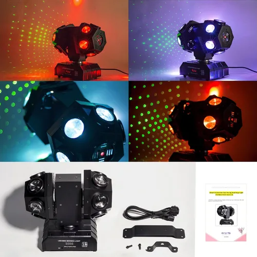 Miniatura 4 de Luz de cabeza móvil para DJ con haz giratorio, luz de escenario, activada por sonido, DMX512, perfecta para DJ, KTV, discoteca, fiesta, boda