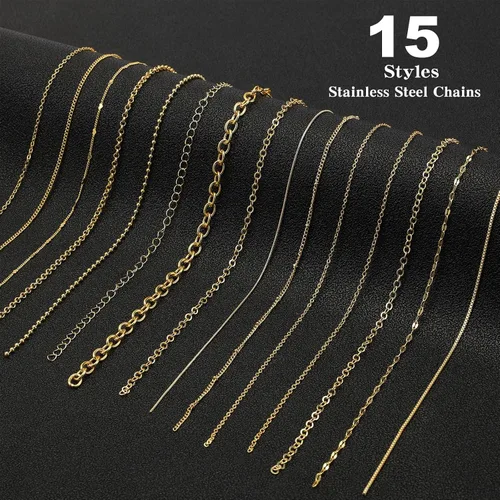 Miniatura 3 de ENERFUN Cadenas de collar de oro para hacer joyas, 112 pies, 15 rollos de cadenas a granel para hacer collares, pulseras, accesorios con anillos