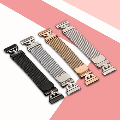 Miniatura 5 de Bandas magnéticas compatibles con Fitbit Sense 2/Fitbit Versa 4/Fitbit Sense/Fitbit Versa 3, correa de malla de acero inoxidable, pulsera ajustable