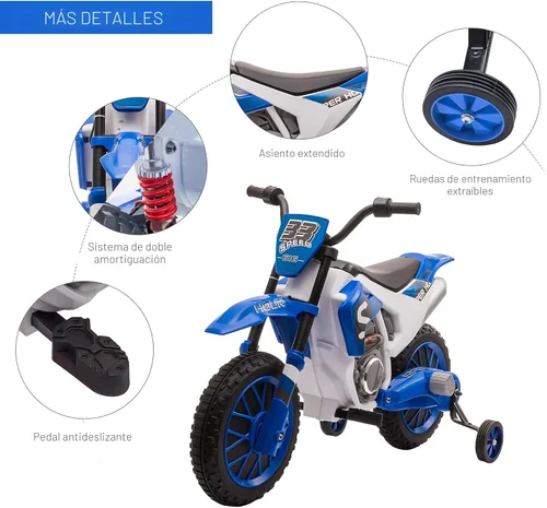 Miniatura 5 de Aosom Motocicleta para niños de 12V con neumáticos con banda de rodadura, bicicleta eléctrica de velocidad máxima de 5 mph para niños, motocicleta