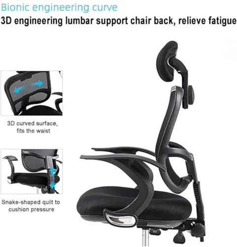 Miniatura 6 de High Back Office Desk Chair Executive Swivel Computer Chair Adjustable Height Ergonomic Gaming Chair with Lumbar Support and Breathable Mesh for