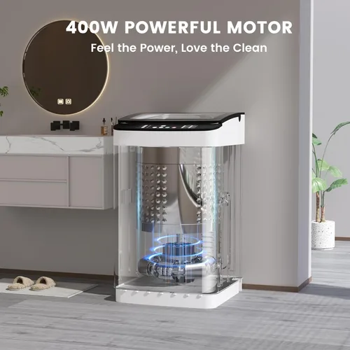 Miniatura 4 de Zynkez Lavadora portátil de 14 libras, lavadora portátil totalmente automática con 10 programas, 3 niveles de agua, bomba de drenaje, lavadora