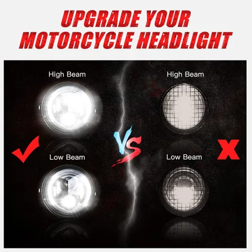Miniatura 6 de 7 pulgadas LED redondo Faro delantero para motocicleta aprobado por DOT con carcasa de cubo de giro, señales giratorias DRL, soporte de montaje