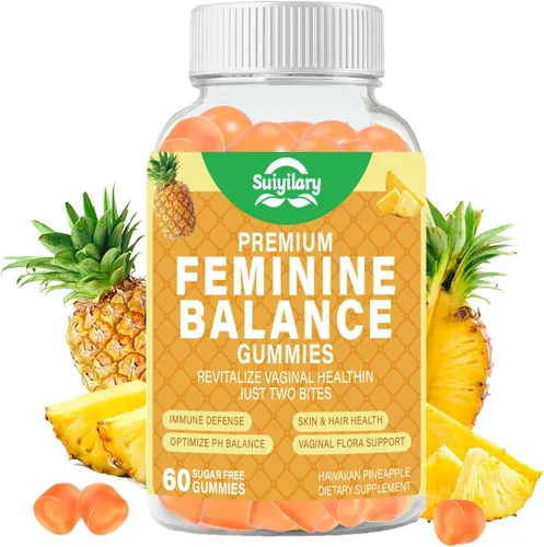 Miniatura 8 de Suiyilary Gomitas de probióticos femeninos, salud vaginal y equilibrio del pH de las mujeres, suplemento gomoso con polvo de arándano y piña, vegano
