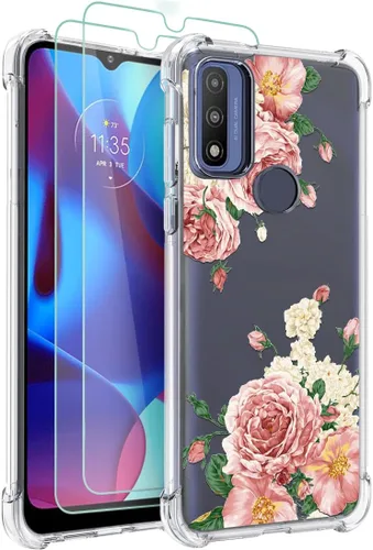 Osophter Funda para teléfono Moto G Pure, funda Moto G Pure para mujeres y niñas, diseño floral con protector de pantalla, absorción de golpes,