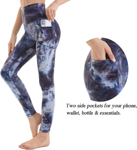 Miniatura 4 de iniber Pantalones de yoga de cintura alta con bolsillos para mujer, elásticos en 4 direcciones, suaves, para correr, entrenamiento, pantalones