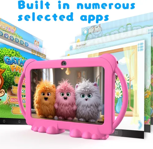 Tablet para niños de 7 pulgadas para niñas y niños, tabletas Android para niños, 4 GB RAM 32 GB ROM, tablet para niños pequeños, WIFI Bluetooth, Rojo