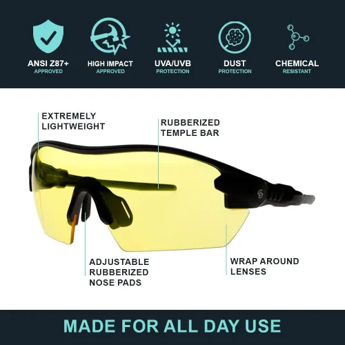 Miniatura 3 de PS PHILLIPS SAFETY PRODUCTS INC. Gafas de tiro modelo Geardo - Protección ocular para campo de tiro para hombres y mujeres Amarillo