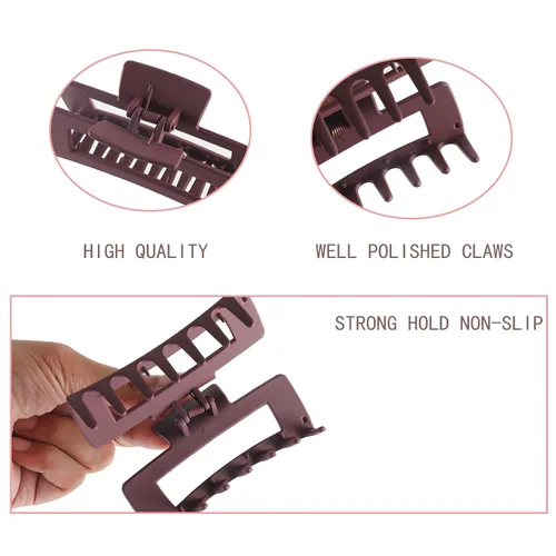 Miniatura 4 de Paquete de 12 pinzas para el cabello cuadradas coloridas y modernas, pinzas rectangulares neutrales grandes y grandes, antideslizantes, mate, Mezcla