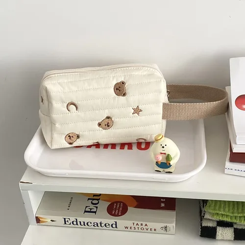 Miniatura 2 de Bolsa de maquillaje Kawaii Bear Coquette, bolsa para cosméticos y cosméticos, bolsa organizadora de viaje, bonita bolsa acolchada para artículos