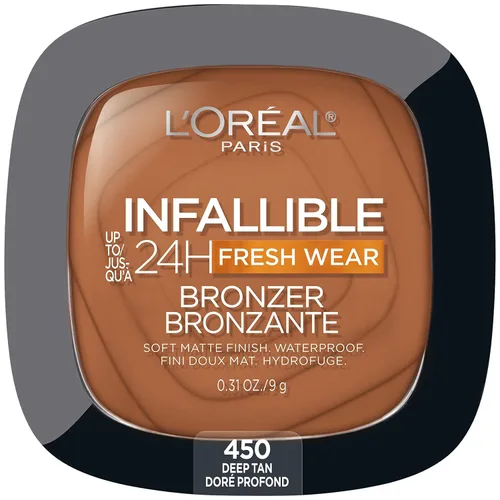 Miniatura 10 de L'Oreal Paris Infallible Fresh Wear - Bronceador suave mate de larga duración hasta 24 horas. Resistente al agua, al calor, a la transferencia, a