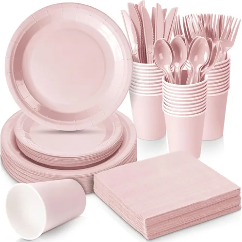 Miniatura 8 de Dandat 350 piezas de decoración para despedida de soltera y baby shower, suministros de fiesta incluyen platos, vasos y juegos de servilletas