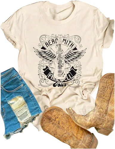 Rock Band Shirt Woman Vintage Hard Rock Tshirts Heavy Metal Guitar Shirts Farewell Concert Tour Short Sleeve Tee Tops