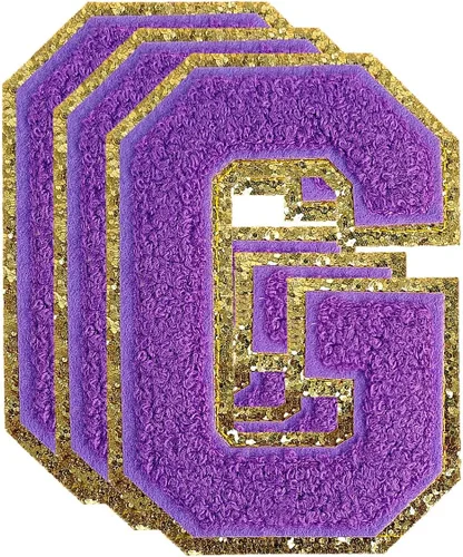Miniatura 22 de 3 parches de números de chenilla negra, tamaño grande de 4-1/2" parches de números para planchar, parches universitarios para ropa, 8" Borde oro rosa