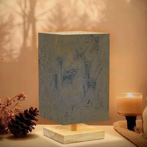 Miniatura 6 de Lámpara de mesita de noche, estilo topográfico de contorno de alta altitud, cables conectados, condicional, regulable, minimalista, lámpara