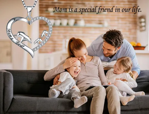 Miniatura 5 de Regalo para el día de la madre, plata de ley 925, collar con colgante de corazón de amor, mamá, oso, panda, elefante, perezoso, animales, collares