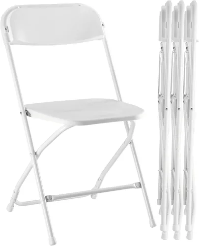 Sweetcrispy Paquete de 4 sillas plegables de plástico para 330 libras, portátiles, metal resistente, fáciles de usar, almacenar, cómodas, para Gris