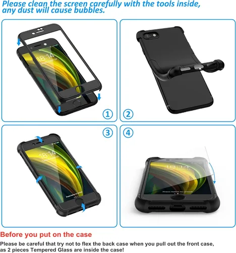 Miniatura 7 de ORETech Funda diseñada para iPhone 13 Mini con 2 protectores de pantalla de vidrio templado, textura de fibra de carbono policarbonato duro