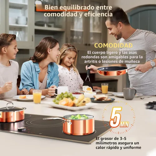 Miniatura 4 de Deluxe DUXANO - 14 ollas y sartenes saludables con revestimiento antiarañazos 9H, cerámica antiadherente de 2 capas y sin PFAS, cocción de inducción