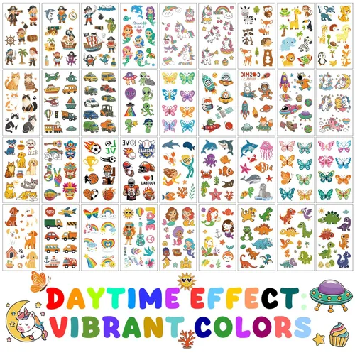 Miniatura 2 de Tatuajes temporales que brillan en la oscuridad para niños, 350 estilos mixtos, bolsas de regalo para niños, suministros de fiesta que brillan