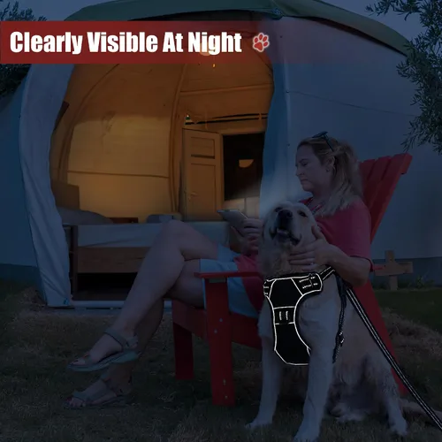Miniatura 2 de Arnés grande para perros, suministros para mascotas, correas para perros grandes, arnés reflectante con mango de control