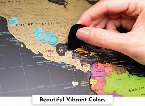 Miniatura 6 de Dos mapas para rascar: mapa del mundo de 17 x 24 pulgadas + mapa de Estados Unidos - Pósteres de viaje de lujo - Países coloridos, Estados de EE.UU.