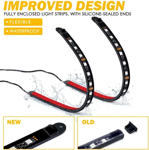 Miniatura 3 de Xprite Tiras de luz LED RGB con Bluetooth para interior de auto con control remoto caja de control sellado de silicona para espacio para pies debajo