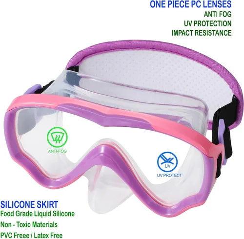 Miniatura 3 de Gafas de natación para niños de 6 a 14 años, máscara de buceo sin enredos, gafas de agua, cubierta de nariz para jóvenes y jóvenes 1 unidad: rosa