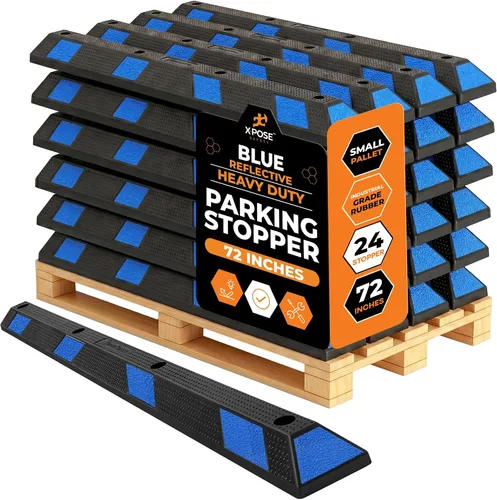 Miniatura 16 de Xpose Safety Tope de goma resistente de 22 pulgadas para estacionamiento, paquete de 2 bloques de ruedas para garaje, entrada o rampa, tope