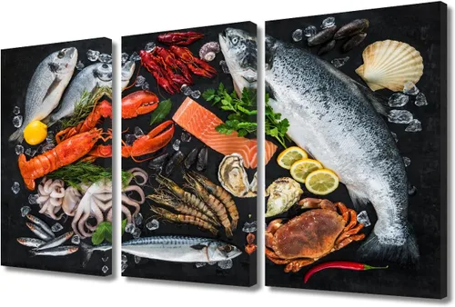 Miniatura 36 de Arte de pared con frutas y verduras, surtido de frutas y verduras frescas, lienzo, pósteres de pintura de frutas y verduras, decoración de pared, 3