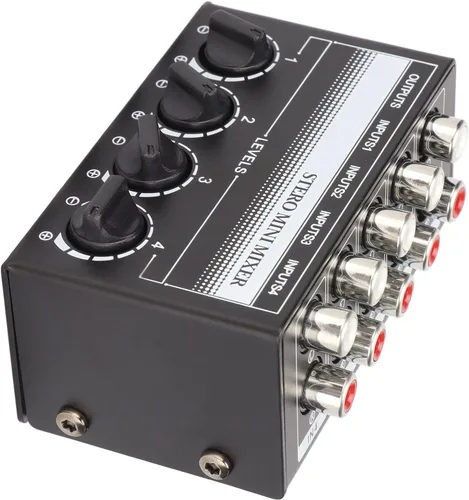 Zyyini Mini mezclador estéreo, mezclador de audio portátil de 4 canales, mini mezclador estéreo profesional pasivo para mezclar instrumentos,
