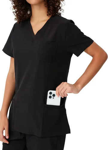 Miniatura 5 de floralhue Uniformes médicos para mujeres, blusas de uniforme médico suaves con cuello en V, uniforme médico elástico con 4 bolsillos, transpirable