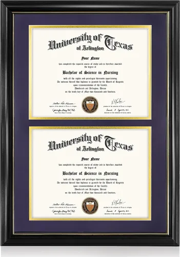 Miniatura 42 de GraduationMall Marco de diploma de certificado de 8.5 x 11, madera maciza y vidrio templado, acabado negro con ribete dorado
