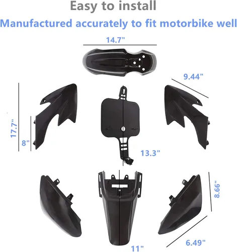 Miniatura 6 de Juego de guardabarros de plástico negro repuesto para Honda XR50 CRF50 SDG SSR 107cc 125cc Dirt Pit Bike