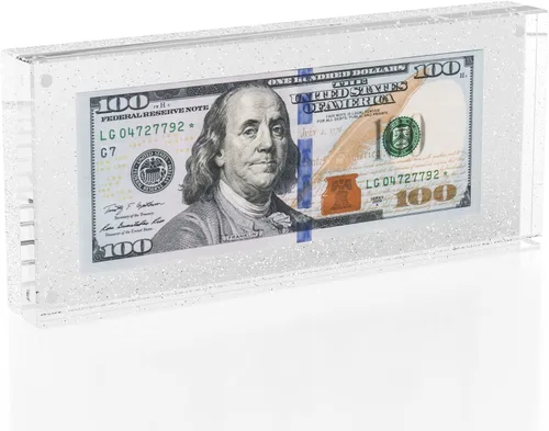 Miniatura 13 de Estuche de visualización con forma de billete de dólar de 7.8" x 3.9" – Estuche acrílico con marco para billetes de dólar, soporte magnético