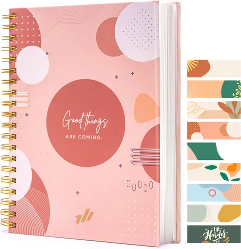Miniatura 10 de Cuaderno de espiral de tapa dura, 10.25" x 7.25", 300 páginas, gran cuaderno universitario con rayas para mujeres, ideal para escritura, diario, New