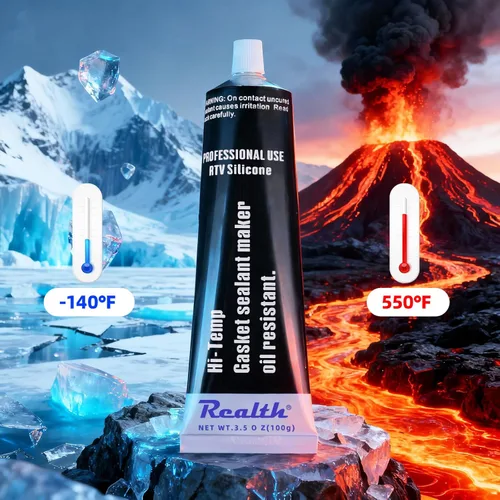 Miniatura 4 de Fabricante de Juntas de Silicona Negro, 1 Paquete, Sellador de Juntas de Silicona RTV de Alta Temperatura 3.53 Oz, Sellado de Brida de Alta