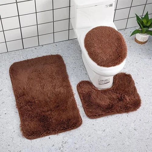 Miniatura 12 de Juego de baño de 3 piezas, tapete de baño ultra suave antideslizante y tapete de baño de felpilla absorbente para bañera, ducha e inodoro (amarillo)