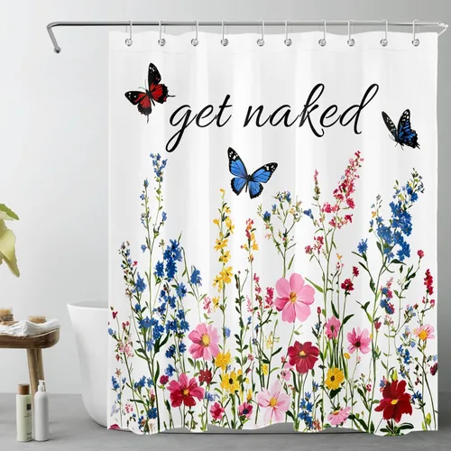 Miniatura 43 de LB Get Naked - Cortina de ducha pequeña de 48 x 68 pulgadas, forro de cortina de ducha de tamaño medio azul y rosa, cortinas de ducha estrechas