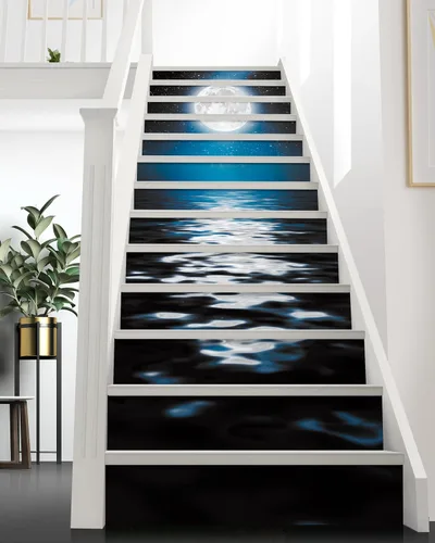 Miniatura 8 de FLFK - Adhesivos para escalones de playa al amanecer - Juego de 15, calcomanías pela y pega para peldaños de escaleras, 39.3"x7.08" Gxl3203